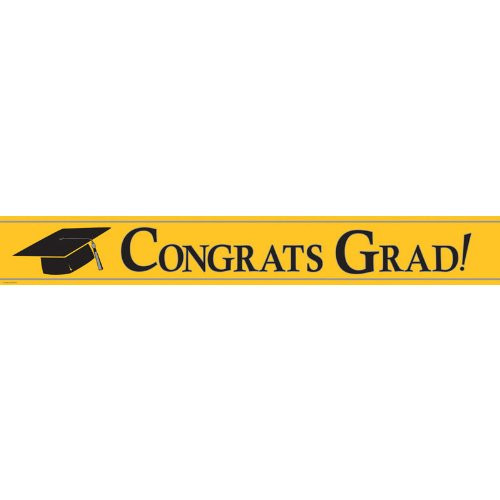 Creative Converting Paper Art Foil Banner, 24 by 5-Inch, Congrats Grad, Yellow