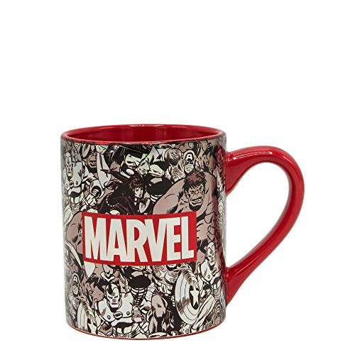 Silver Buffalo Marvel Ceramic Laser Print Mug, 14-Ounce, Gray