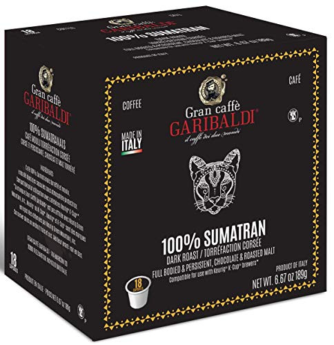Gran Caffè Garibaldi Single Serve Cups for Keurig K-Cup Brewers (100% Sumatran, 18 Count)