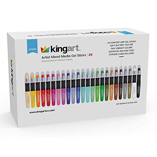 KingArt Studio Mixed Media Gel Stick Set, Set of 24, Unique Colors 24 Piece