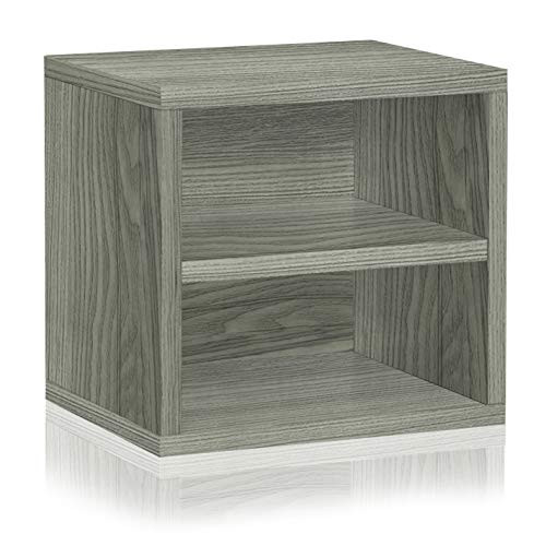 Way Basics Eco Stackable Connect Storage Cube Shelf Cubby Organizer (Tool-Free Assembly and Uniquely Crafted from Sustainable Non Toxic zBoard Paperboard) Grey
