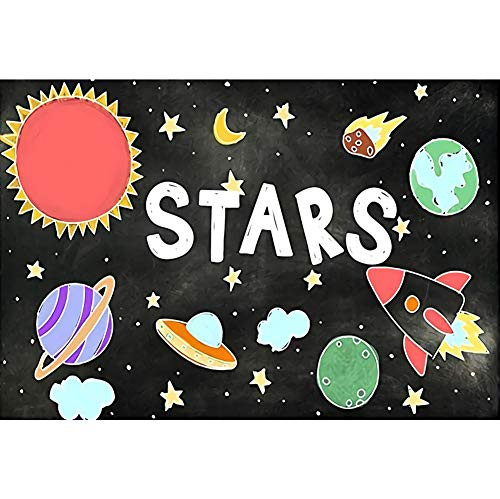 DORCEV Photography Backdrop of Stars Space Theme Birthday Party Background Universe Planet Spaceship Astronomy Spaceman School Activity Pupils Shoots Video Props