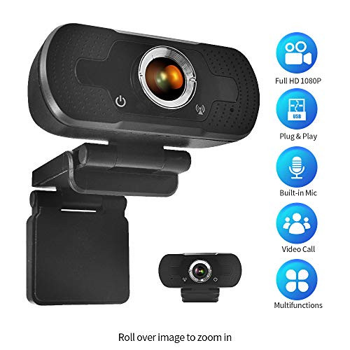 1080P HD Webcam with Microphone, PC Laptop Desktop USB Webcam, Pro Streaming Computer Camera for Video Calling, Recording, Conferencing, Gaming, Widescreen Web Camera with Rotatable Clip?Auto Focus