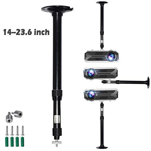 2-Be-Best Universal Projector Ceiling Mount Height Extendable Projector Wall Mount Video Projector Bracket Stand 3 in 1 360° Rotatable Head Extendable Length for Projectors Camera CCTV DVR Black