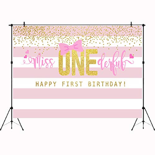 7x5ft First Happy Birthday Photography Backdrops for Girls Miss Onederful Backdrop Vinyl Pink Striped Gold Dots 1st Birthday Party Background Birthday Cake Table Decorations Photo Booth Props 7x5ft First Happy Birthday Photography Backdrops for Girls Miss Onederful Backdrop Vinyl Pink Striped Gold Dots 1st Birthday Party Background Birthday Cake Table Decorations Photo Booth Props
