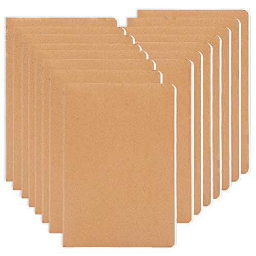 16 Pack Kraft Notebook Journals for Travelers, A5 Size - 8.3 x5.5 Inch, Students and Office, Writing Diary Subject Lined Notebooks with Brown Soft Cover, College Ruled, 60 Pages/ 30 Sheets