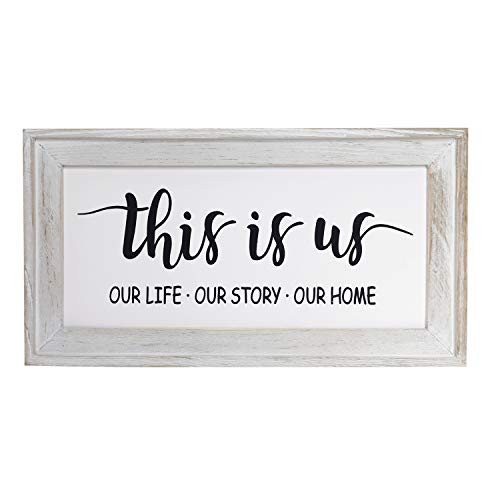 This is Us Our Life Our Story Our Home Rustic Wood Wall Sign, Rustic Home Decor - Farmhouse Wall Decoration for Living Room, Kitchen, Bedroom, 14" x 7.5" Home Sign