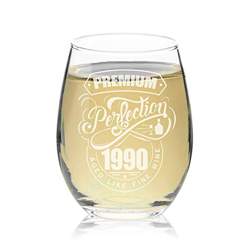 Veracco Premium Perfection 1990 Aged Like Fine Wine Stemless Wine Glass 30th Birthday Gift For Him Her Dirty Thirty (1990, Stemless Glass) Veracco Premium Perfection 1990 Aged Like Fine Wine Stemless Wine Glass 30th Birthday Gift For Him Her Dirty Thirty (1990, Stemless Glass)
