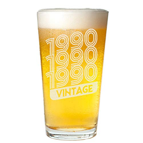 Veracco 1990 1990 1990 Vintage Beer Glass Pint 30th Birthday Gift For Him Her Thirty and Fabulous (1990, Clear Glass) Veracco 1990 1990 1990 Vintage Beer Glass Pint 30th Birthday Gift For Him Her Thirty and Fabulous (1990, Clear Glass)