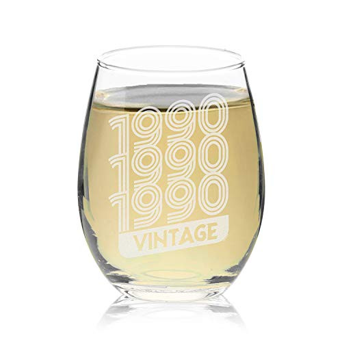 Veracco 1990 1990 1990 Vintage Stemless Wine Glass 30th BirthdayGift For Him Her Thirty and Fabulous (1990, Stemless Glass) Veracco 1990 1990 1990 Vintage Stemless Wine Glass 30th BirthdayGift For Him Her Thirty and Fabulous (1990, Stemless Glass)