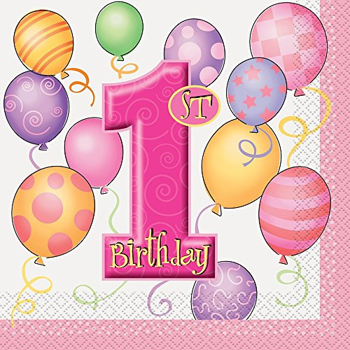 Pink 1st Birthday Party Napkins, 16ct