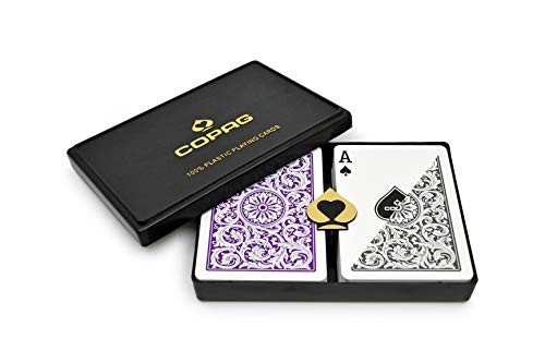 Copag 1546 Design 100% Plastic Playing Cards, Poker Size Regular Index Purple/Gray Double Deck Set