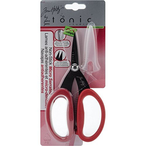 Tonic Studios NOM309477 Tim Holtz Kushgrip Non-Stick Micro Serrated Scissors 7"