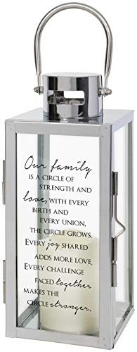 The Bridge Collection Etched Glass Memorial Lantern with Flameless LED Candle (Our Family)