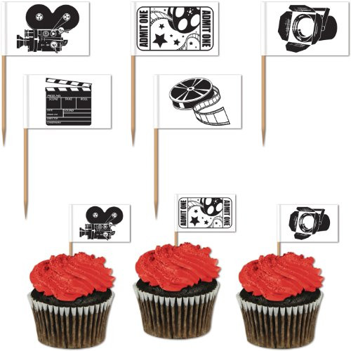 Beistle 60085 Movie Set Picks 2.5-Inch , Black/Gold , (50-Count)