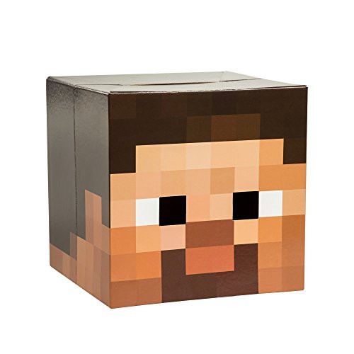 JINX Minecraft Steve Head Costume Mask, Cardboard, 12x12x12 inches