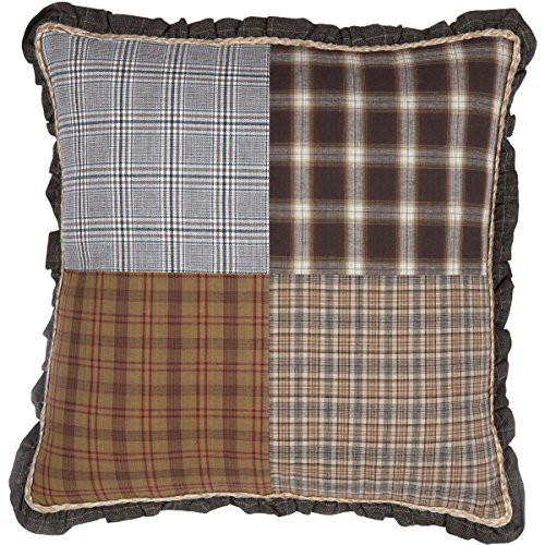 VHC Brands Rustic & Lodge Farmhouse Pillows & Throws - Rory Grey Patchwork 18" x 18" Pillow, 18x18