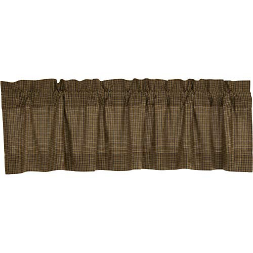 VHC Brands Rustic Thanksgiving Kitchen Tea Cabin Green Rod Pocket Cotton Plaid 16x60 Curtain, Valance VHC Brands Rustic Thanksgiving Kitchen Tea Cabin Green Rod Pocket Cotton Plaid 16x60 Curtain, Valance