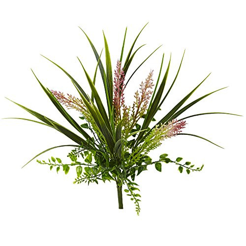 Nearly Natural 11" Grass And Fern Artificial Plant (Set Of 12), Green