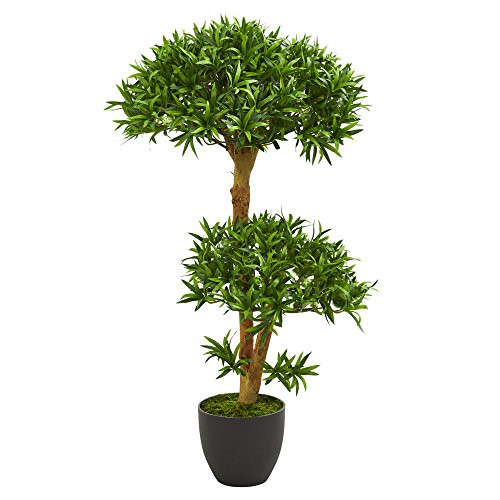 Nearly Natural 3 Bonsai Styled Podocarpus Tree Artificial Plant, Green