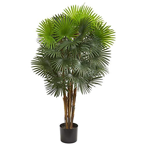 Nearly Natural 52 Fan Palm Artificial Silk Trees Green