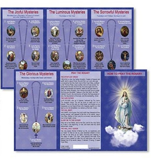 Autom Hail Mary Our Father Prayers How to Pray the Rosary Tri Fold Instructions Pocket Holy Card