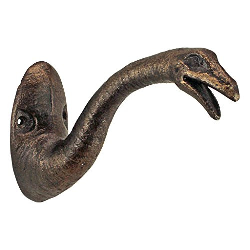 Design Toscano SP2835 Brachiosaurus Decorative Dinosaur Foundry Cast Iron Wall Hook, Gold