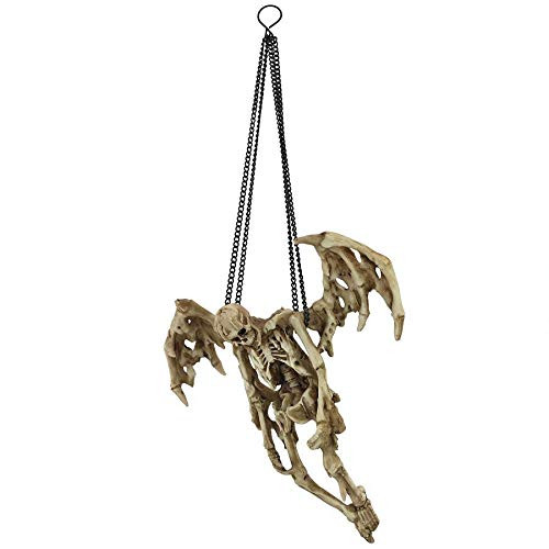 Design Toscano Suspending Death Gothic Hanging Skeleton Sculpture, 11 Inch, Ancient Ivory