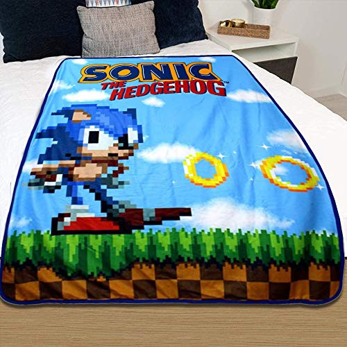 JUST FUNKY Sonic The Hedgehog Fleece Blanket [Blue 46"x60"] Sonic Comforter for Boys, Girls, Kids and Adults, Plush Throw (Officially Licensed)