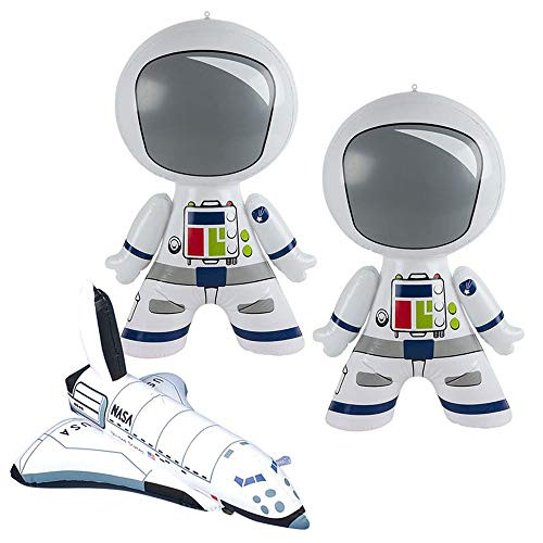 Inflatable Space Shuttle and Astronaut Explorers Party Pack - Blow Up Party or Classroom Decoration - Space Theme Birthday or Event Prize - 3 Piece Set
