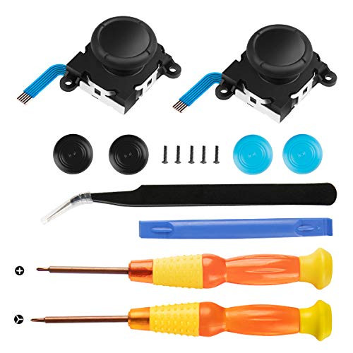 Joycon Joystick Replacement for Switch, Joycon Repair Tool Kit for Switch Joycon Controller with 2 Joystick Analog Thumb Sticks, Tri-Wing, Cross Screwdriver and 4 Thumbstick Caps