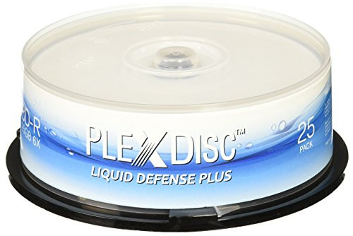 PlexDisc Water Resistant Glossy White Inkjet Printable BD-R 6x 25GB Blu-ray, 25 Disc Spindle