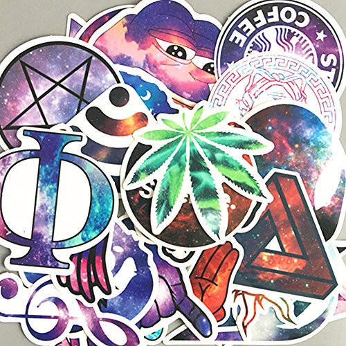 Random Stickers For Laptop [35Pcs] Harajuku Style decals Northern Lights Starry Sky Stickers Car Motorcycle Bicycle Luggage Helmet Graffiti Patches Skateboard Mac Stickers