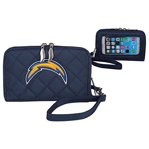 NFL Los Angeles Chargers Womens Quilted Cell Phone Wallet with Embroidered Logo by Little Earth NFL Los Angeles Chargers Womens Quilted Cell Phone Wallet with Embroidered Logo by Little Earth