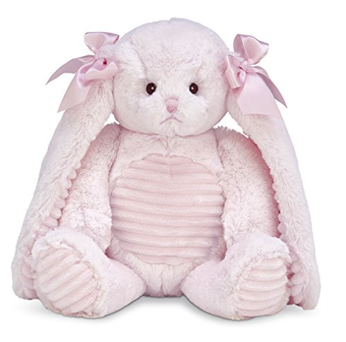 Bearington Baby Cottontail Hugs a Lot Plush Stuffed Animal Pink Bunny Rabbit 14"