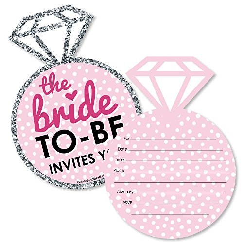 Bride-To-Be - Shaped Fill-In Invitations - Bridal Shower or Classy Bachelorette Party Invitation Cards with Envelopes - Set of 12