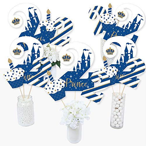 2nd Birthday Royal Prince Charming - Second Birthday Party Centerpiece Sticks - Table Toppers - Set of 15