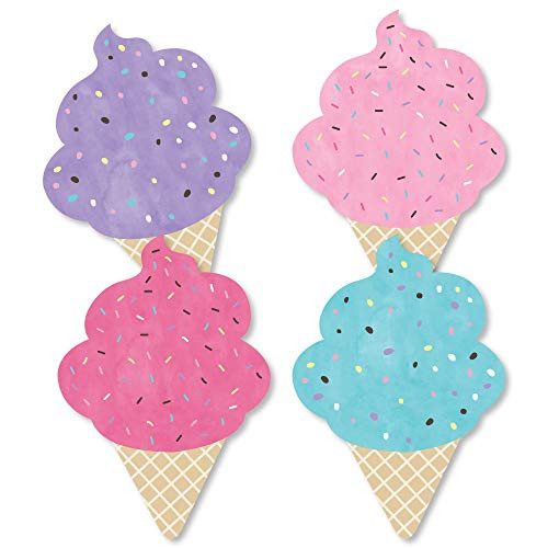 Big Dot of Happiness Scoop Up the Fun - Ice Cream Cone - Decorations DIY Sprinkles Party Essentials - Set of 20