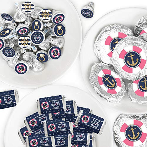 Big Dot of Happiness Last Sail Before the Veil - Mini Candy Bar Wrappers, Round Candy Stickers and Circle Stickers - Nautical Bachelorette and Bridal Shower Candy Favor Sticker Kit - 304 Pieces