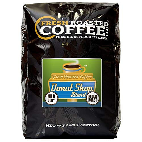 Fresh Roasted Coffee LLC, Donut Shop Coffee, Artisan Blend, Medium Roast, Whole Bean, 5 Pound Bag Fresh Roasted Coffee LLC, Donut Shop Coffee, Artisan Blend, Medium Roast, Whole Bean, 5 Pound Bag