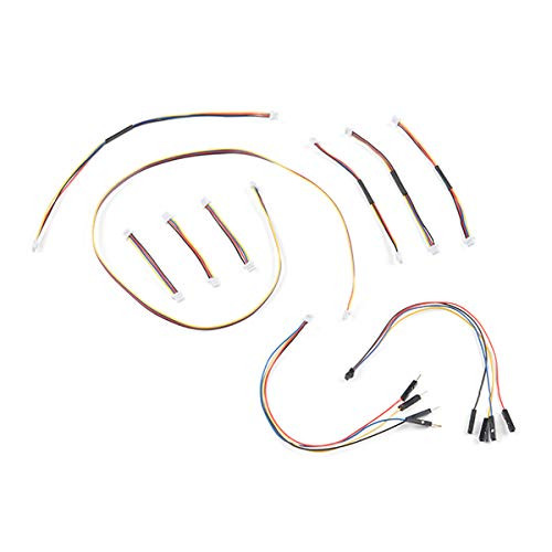 SparkFun Qwiic Cable Kit Hook Up I2C Qwiic development boards in no time No soldering required Includes 10 cables Different Lengths Styles Breadboardable Polarized 4-pin JST connector Daisy Chain-able