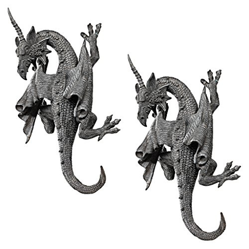 Design Toscano Horned Dragon of Devonshire Wall Sculpture: Set of Two Design Toscano Horned Dragon of Devonshire Wall Sculpture: Set of Two