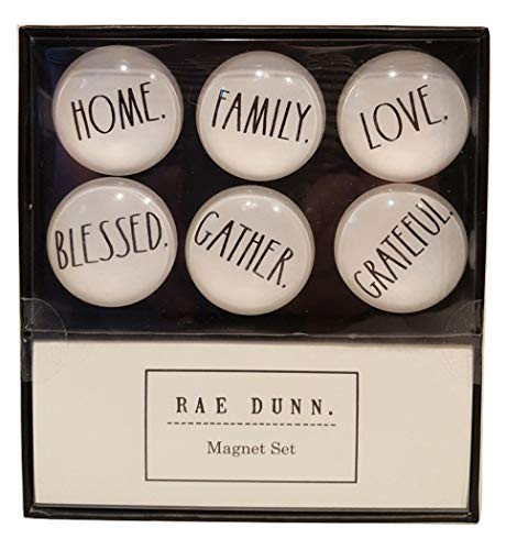 Rae Dunn by OCS Designs 6 Piece Glass Dome Magnet Set Home, Family, Love, Blessed, Gather, Grateful