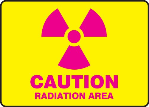 Accuform MRAD500VP Plastic Safety Sign, Legend"Caution Radiation Area" with Graphic, 10" Length x 14" Width x 0.055" Thickness, Magenta on Yellow Accuform MRAD500VP Plastic Safety Sign, Legend"Caution Radiation Area" with Graphic, 10" Length x 14" Width x 0.055" Thickness, Magenta on Yellow