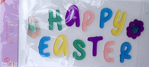 Easter Themed ''Happy Easter'' Gel Window Clings - 13 Piece