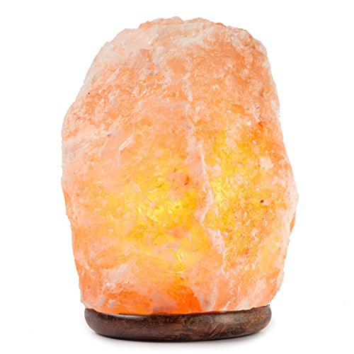 Hemingweigh Himalayan Glow Hand Carved Natural Crystal Himalayan Salt Lamp with Wood Base, Bulb and Dimmer Control 5 UL Listed Cord (6" to 8")