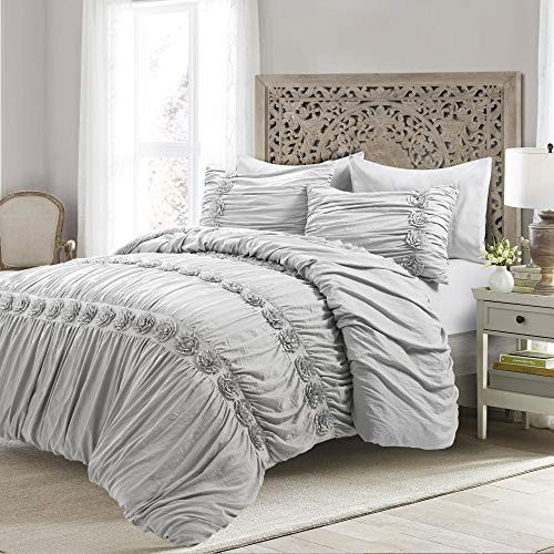 Lush Decor, Light Gray Darla 3 Piece Comforter Set, King