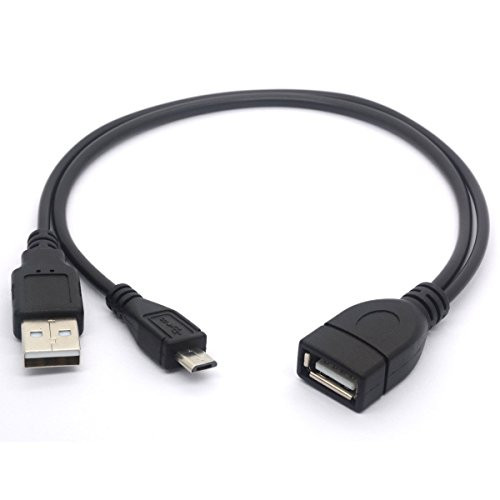Micro USB Cable, Micro USB Male To USB Female Host OTG Cable with USB Power Enhancer Hub Adapter USB Y Splitter Extension - 30CM