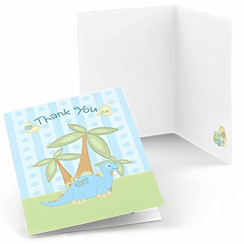 Big Dot of Happiness Baby Dinosaur - Baby Shower or Birthday Party Thank You Cards (8 Count)