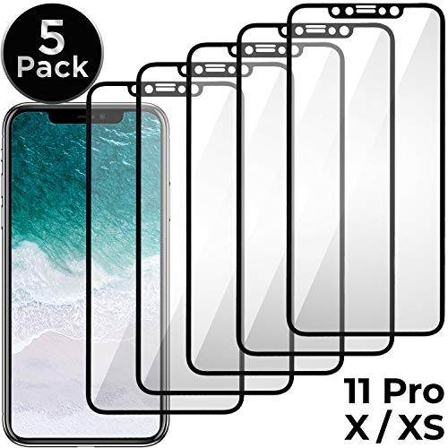 Aduro Screen Protector for Apple iPhone 11 Pro/iPhone X/XS, Shatterguardz Tempered Glass Shatter Proof Film, 5 Pack